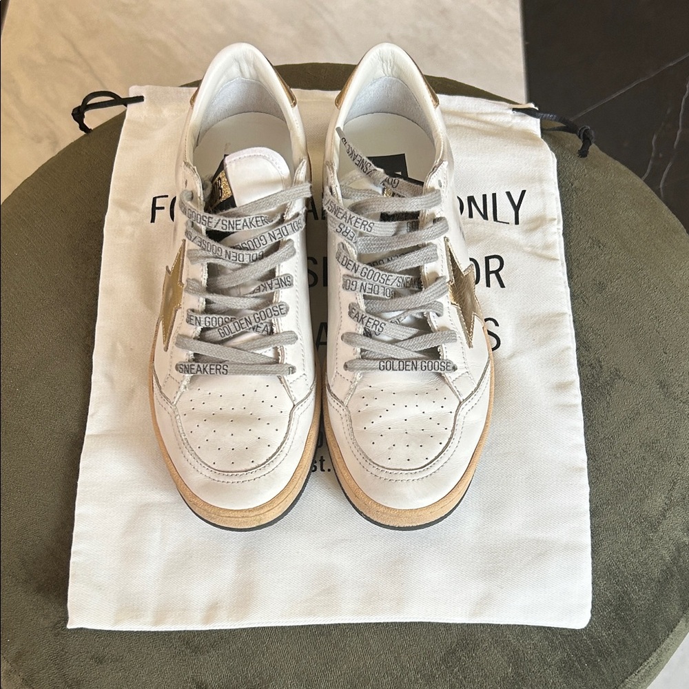 Golden Goose Ballstar White and Gold Sneakers Size 9